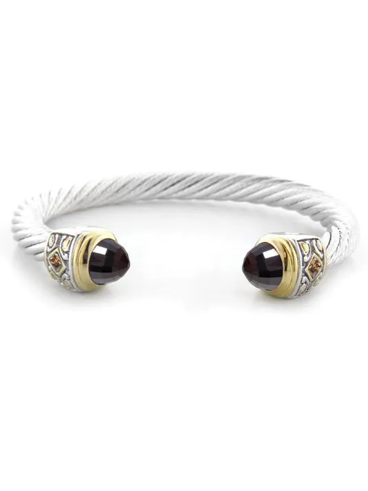 Nouveau Large Wire Cuff with Accent Stone Bracelet by John Medeiros - Available in Multiple Colors