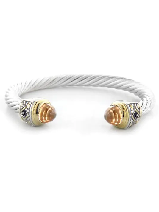 Nouveau Large Wire Cuff with Accent Stone Bracelet by John Medeiros - Available in Multiple Colors