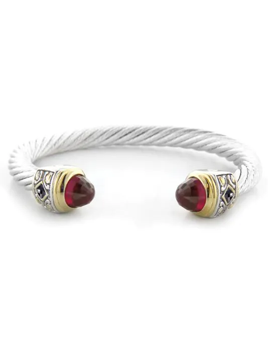 Nouveau Large Wire Cuff with Accent Stone Bracelet by John Medeiros - Available in Multiple Colors