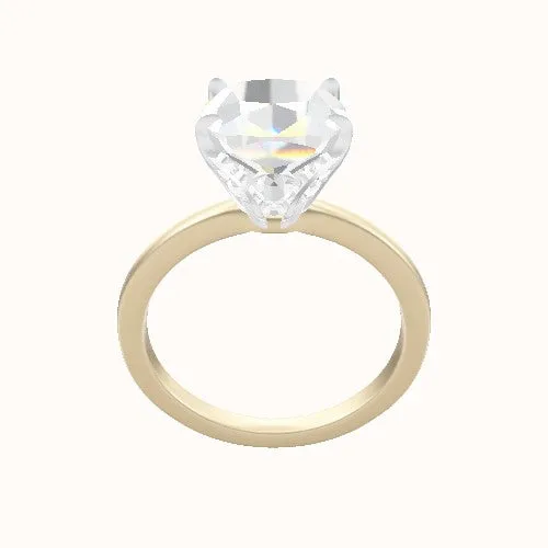 Open Solitaire Engagement Ring With Pave Tulip Prongs w. Surprise Diamond Head