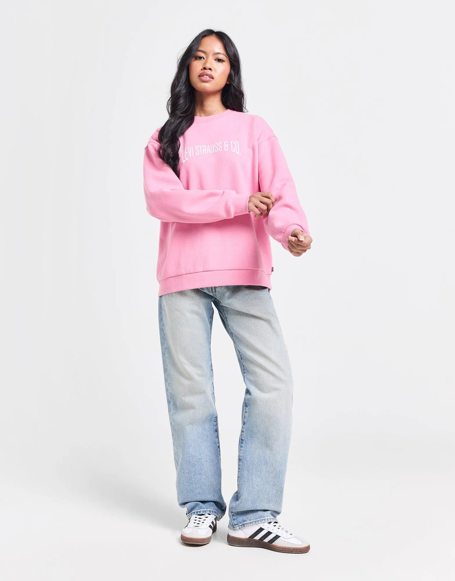 Pink LEVI'S Logo Varsity Crew Sweatshirt - JD Sports 