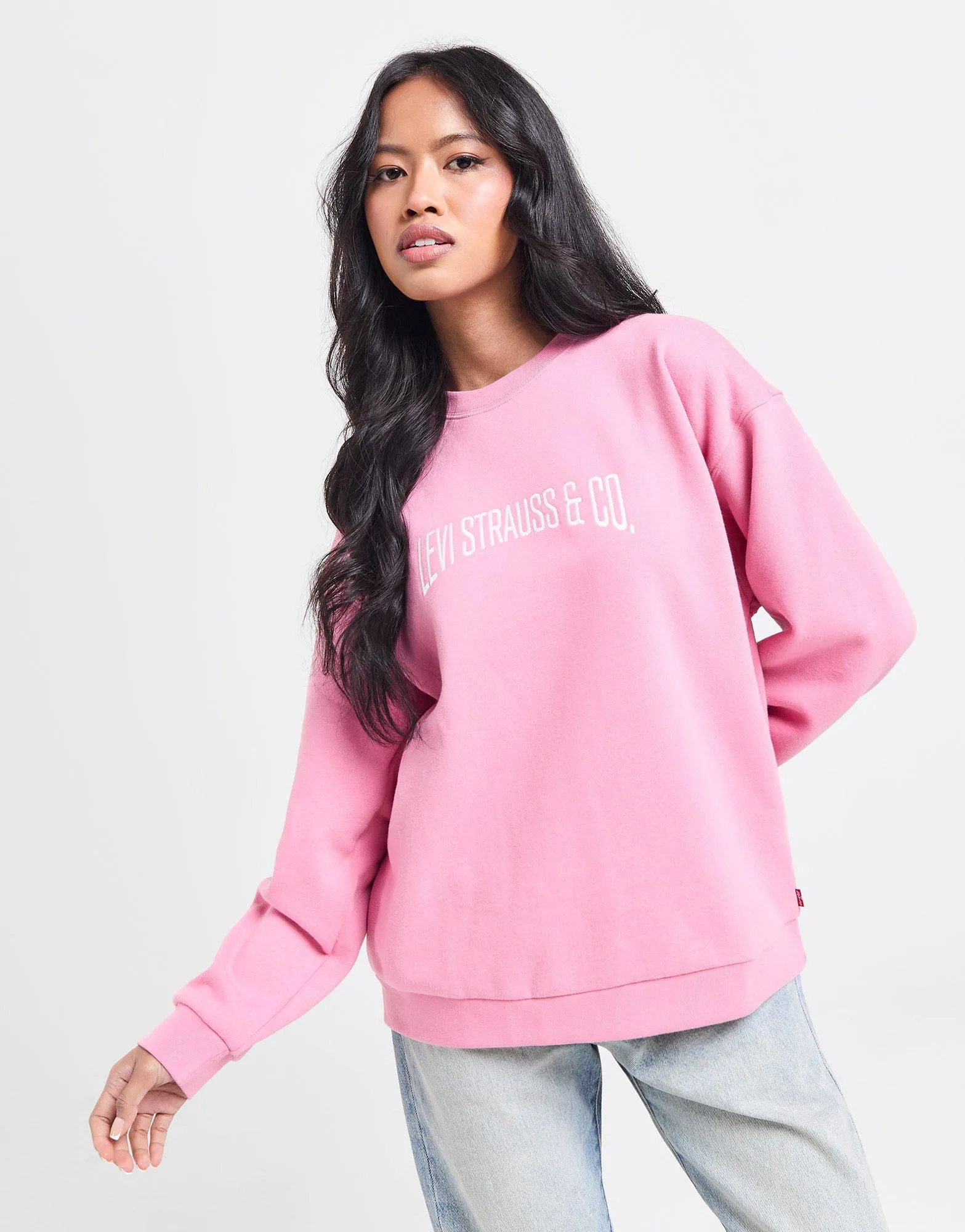 Pink LEVI'S Logo Varsity Crew Sweatshirt - JD Sports 