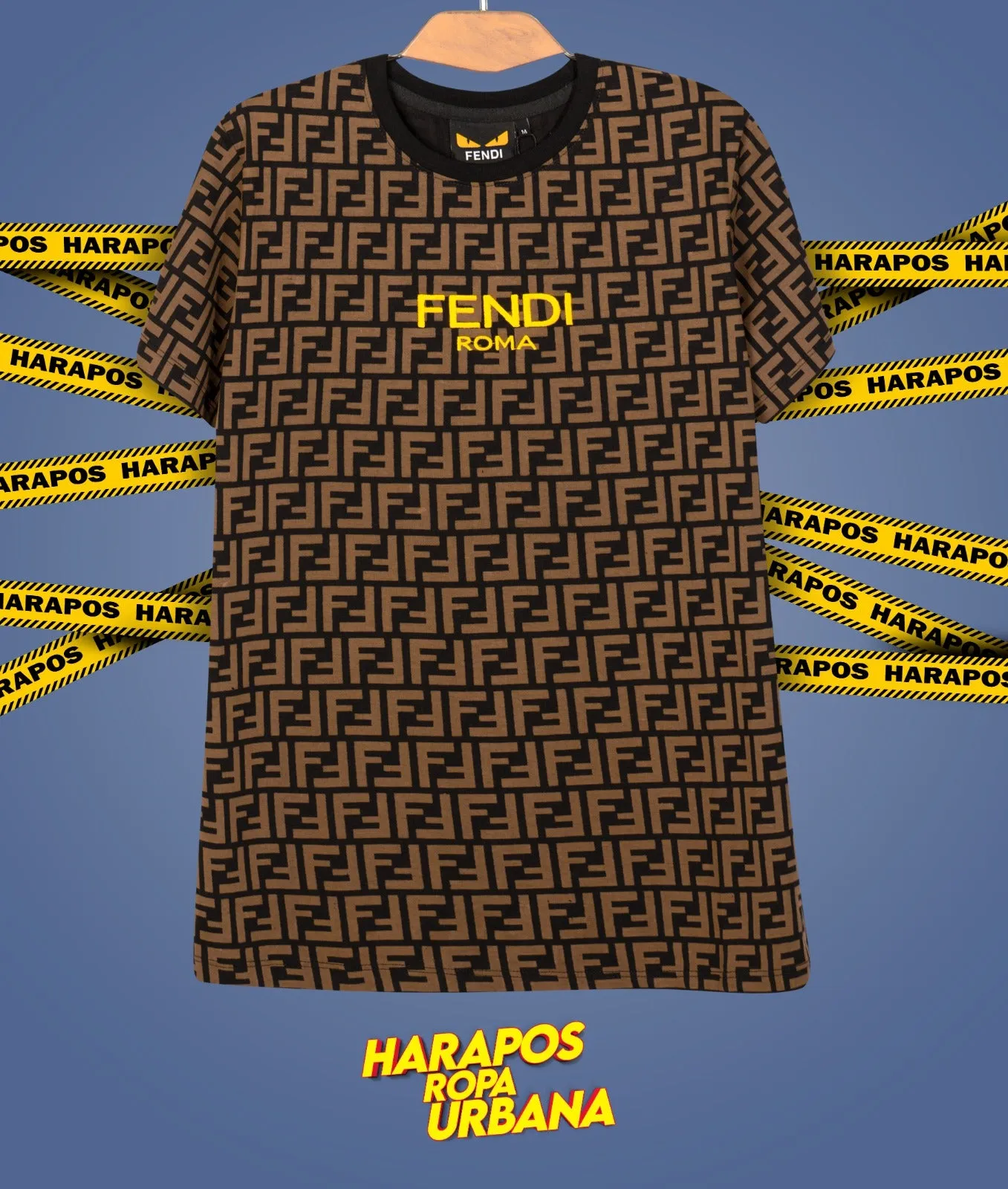 Polera Fendi negra con el logo bordado y letras