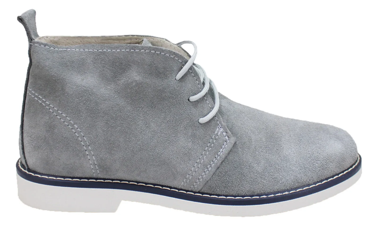 SCARPE POLACCHINE UOMO DIAMOND CAMOSCIO GRIGIO CHIARO VERA PELLE MADE IN ITALY