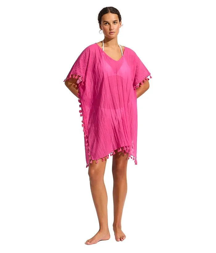 Seafolly Kaftan Tassel Trim Cover-Up Dress