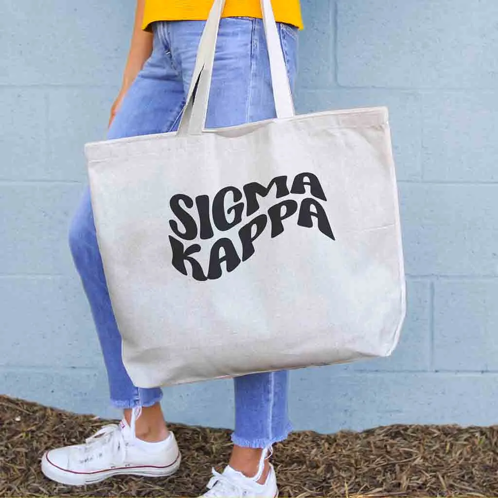 Sigma Kappa Large Canvas Sorority Tote Bag with Simple Mod Design