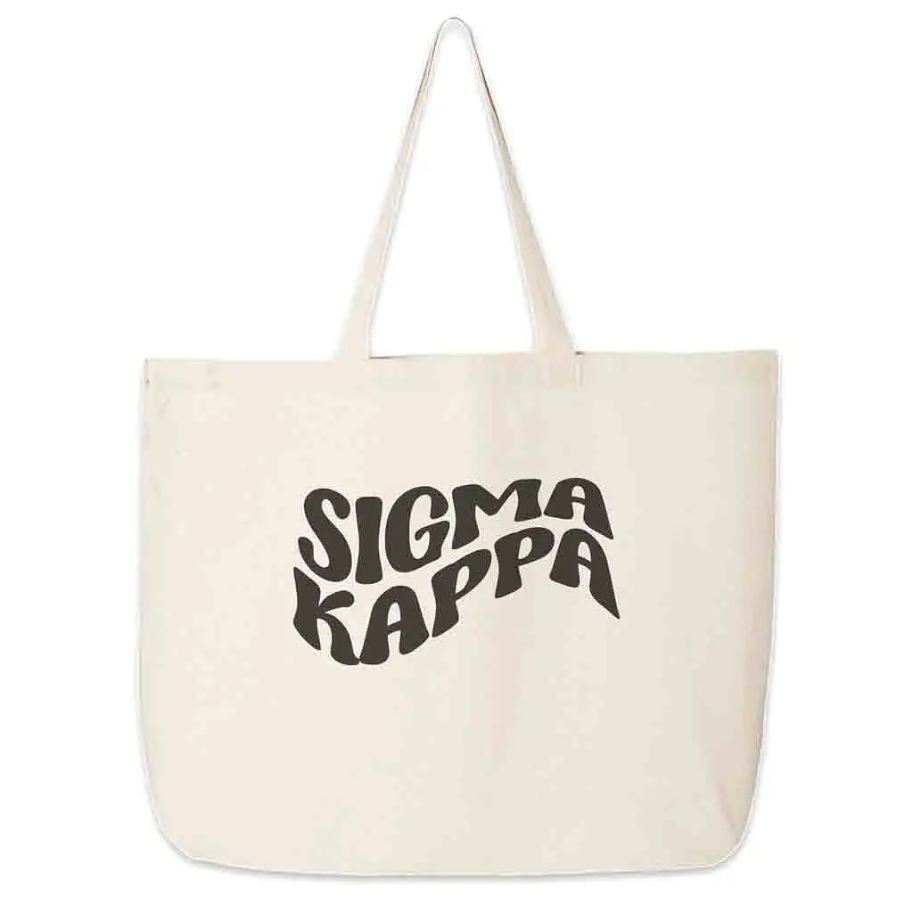 Sigma Kappa Large Canvas Sorority Tote Bag with Simple Mod Design