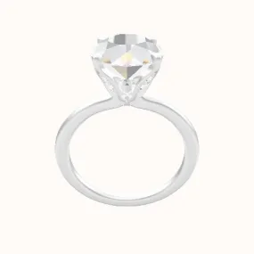 Solitaire Engagement Ring With Pave Tulip Prongs w. Surprise Diamond Head