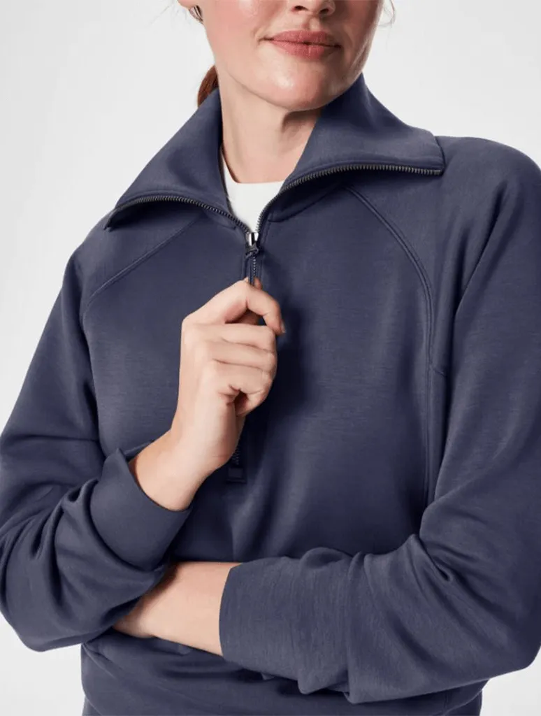 Spanx AirEssentials Half Zip Sweatshirt in Dark Storm