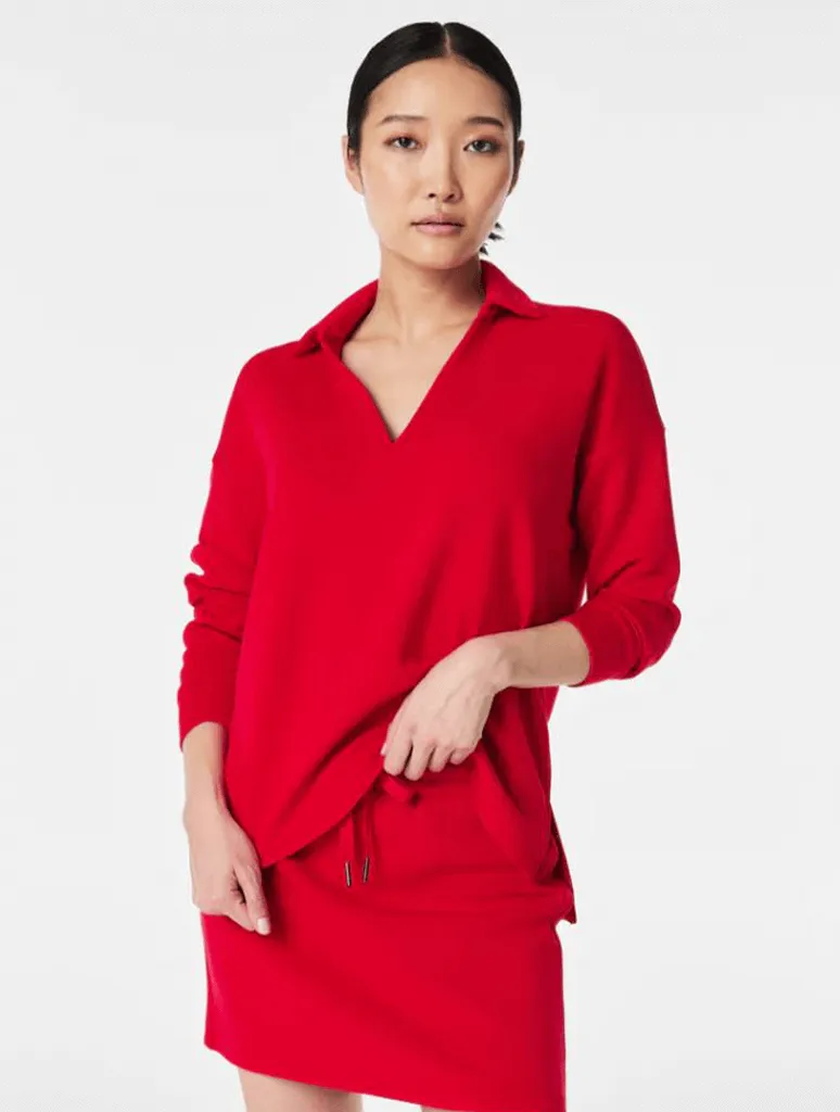 Spanx Airessentials Polo Top in Spanx Red