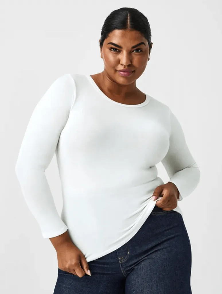 Spanx Better Base Long Sleeve Crew Shirt in Powder