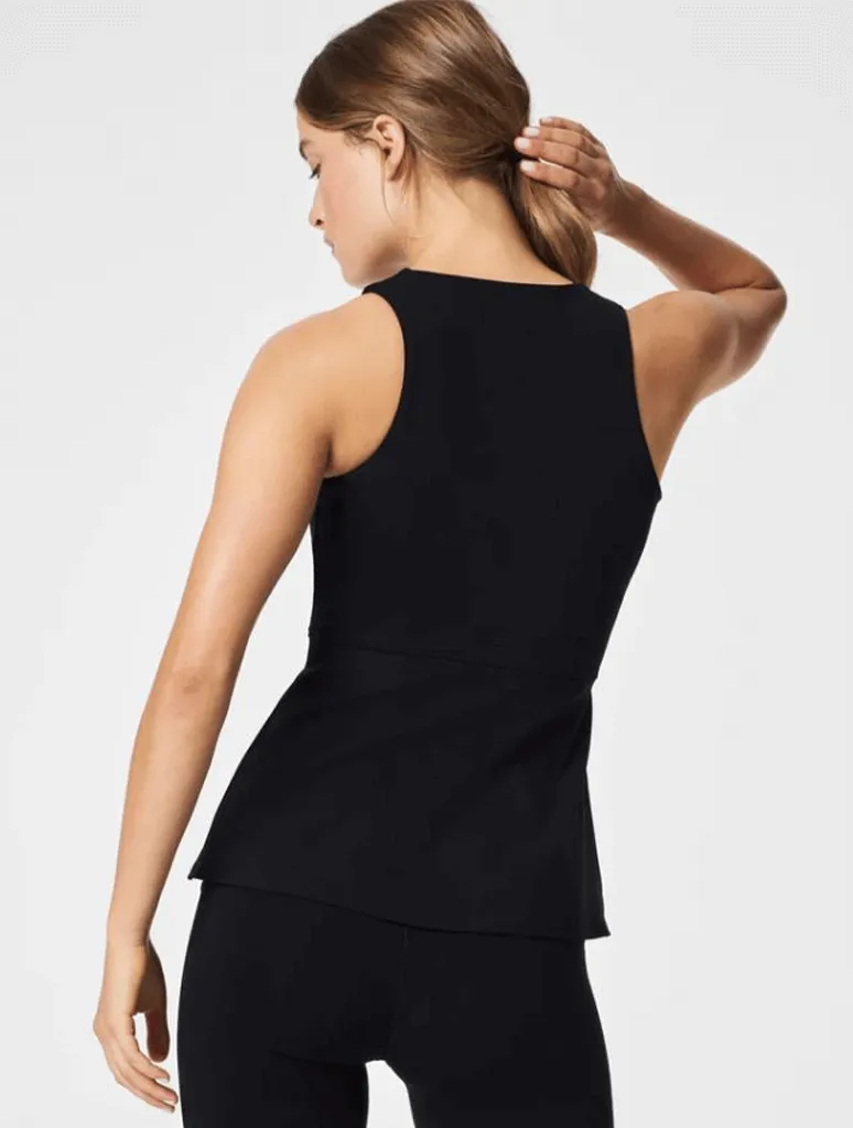 Spanx Mock Neck Peplum Tank in Black