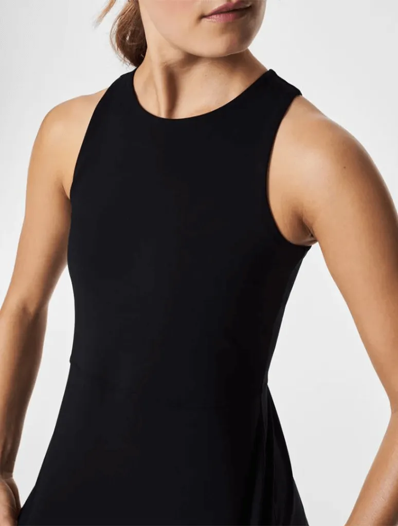 Spanx Mock Neck Peplum Tank in Black