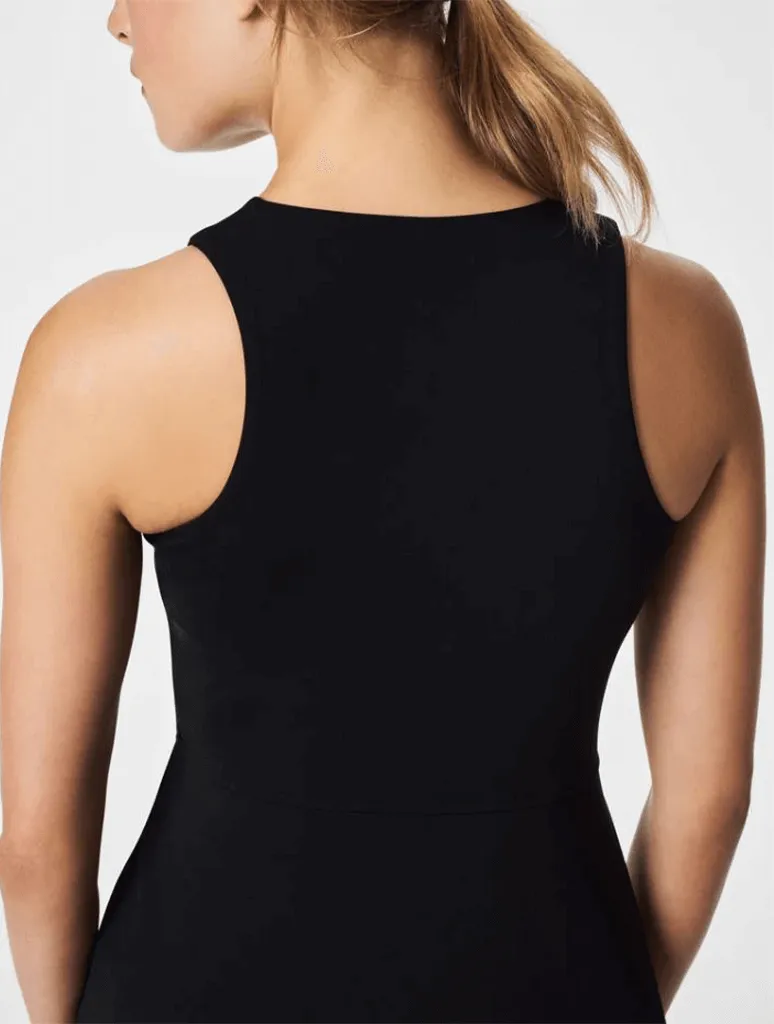 Spanx Mock Neck Peplum Tank in Black