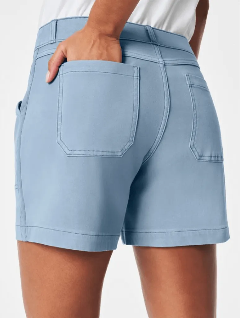 Spanx Stretch Twill Shorts in Mountain Blue