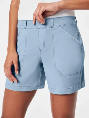 Spanx Stretch Twill Shorts in Mountain Blue