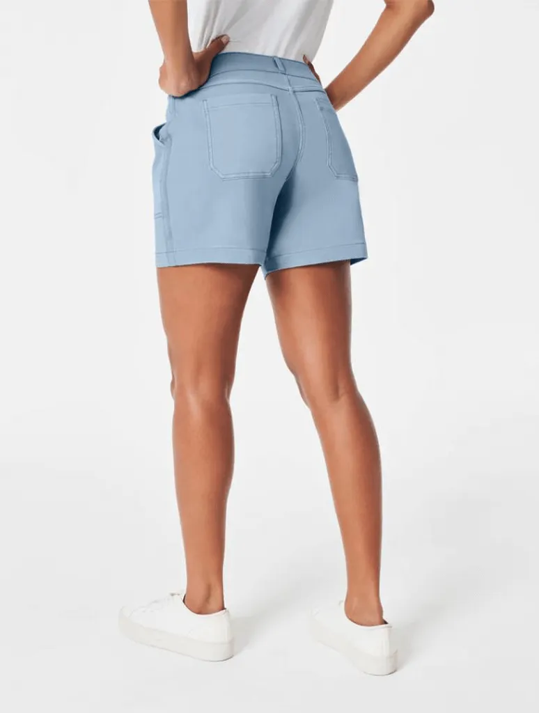 Spanx Stretch Twill Shorts in Mountain Blue