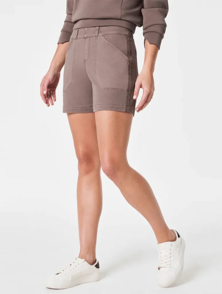 Spanx Stretch Twill Shorts in Smoke