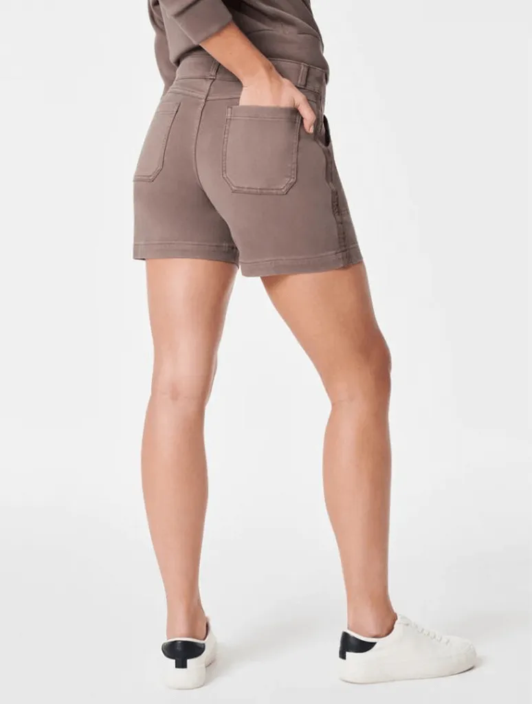 Spanx Stretch Twill Shorts in Smoke