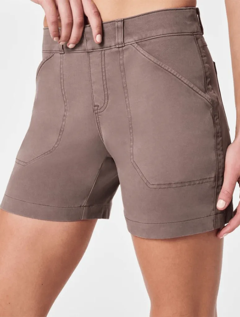 Spanx Stretch Twill Shorts in Smoke