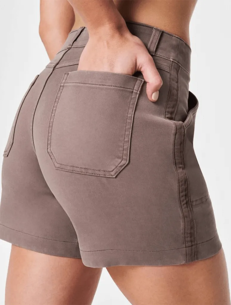 Spanx Stretch Twill Shorts in Smoke