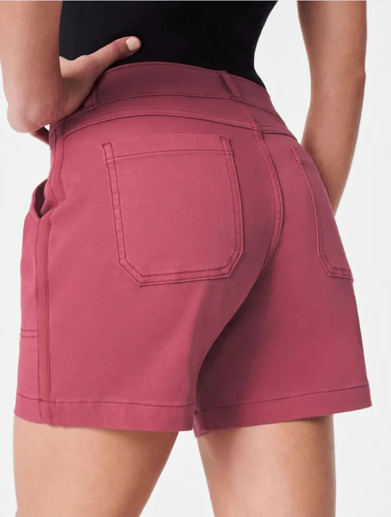 Spanx Stretch Twill Shorts in Wild Rose