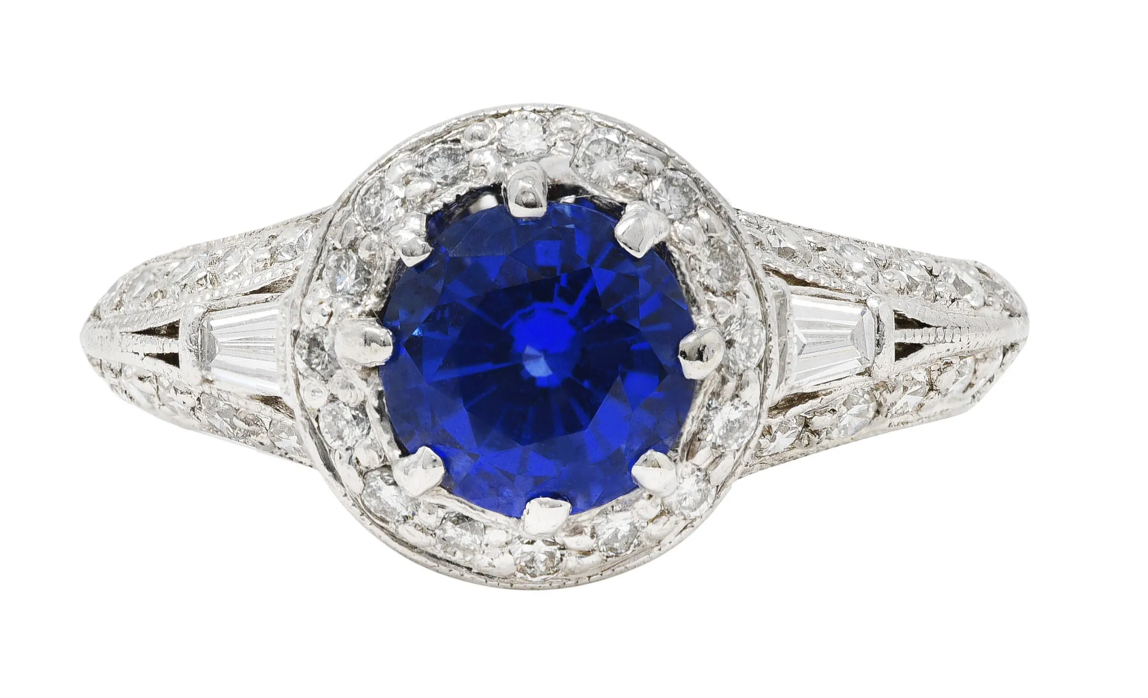 Spark Creations 1.53 CTW Sapphire Diamond Platinum Tulip Modern Ring