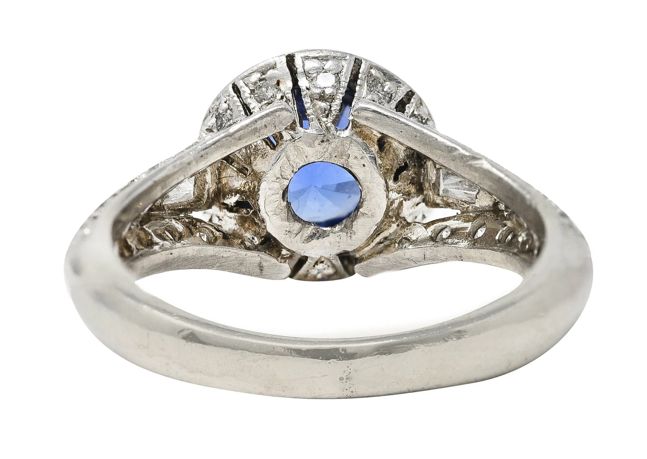 Spark Creations 1.53 CTW Sapphire Diamond Platinum Tulip Modern Ring