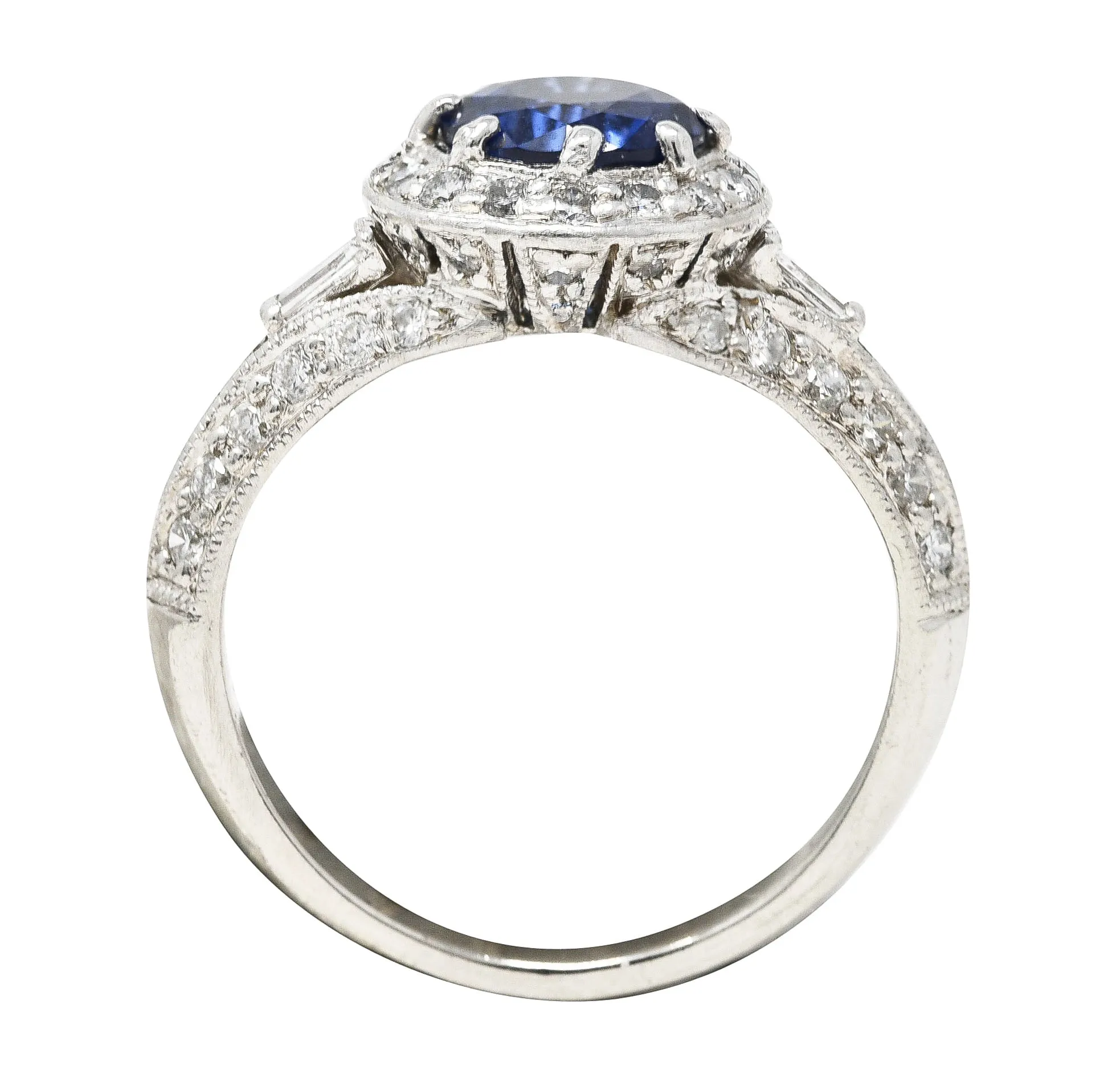 Spark Creations 1.53 CTW Sapphire Diamond Platinum Tulip Modern Ring